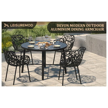 Modern Devon Aluminum Armchair, Set of 4