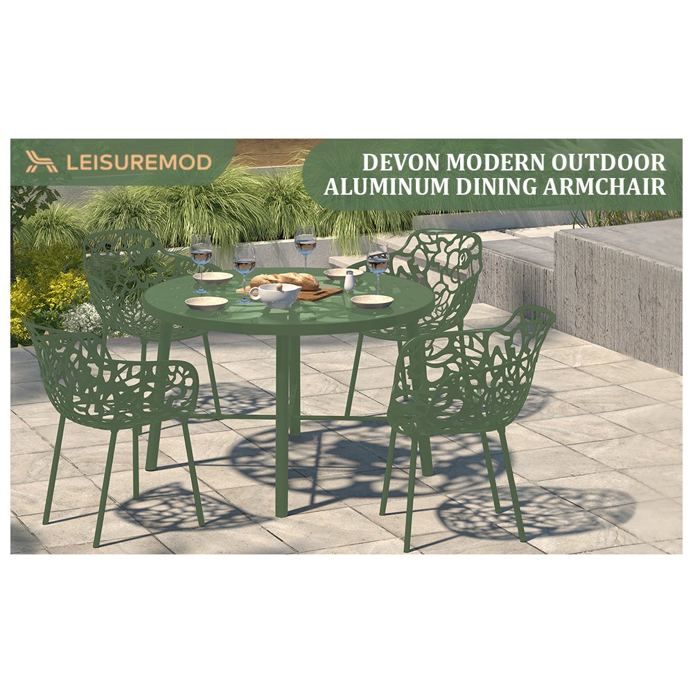 Modern Devon Aluminum Armchair, Set of 4