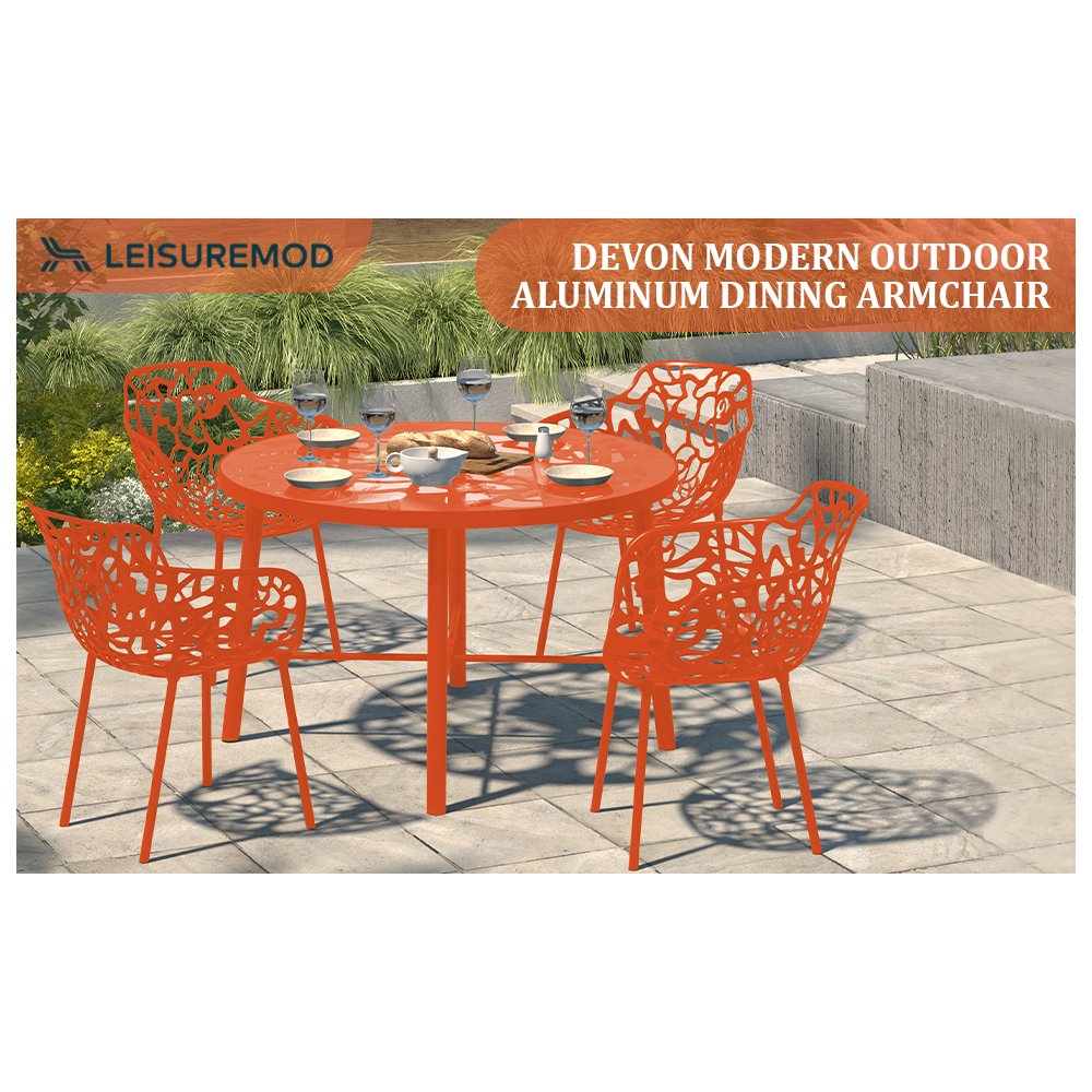 Modern Devon Aluminum Armchair, Set of 4