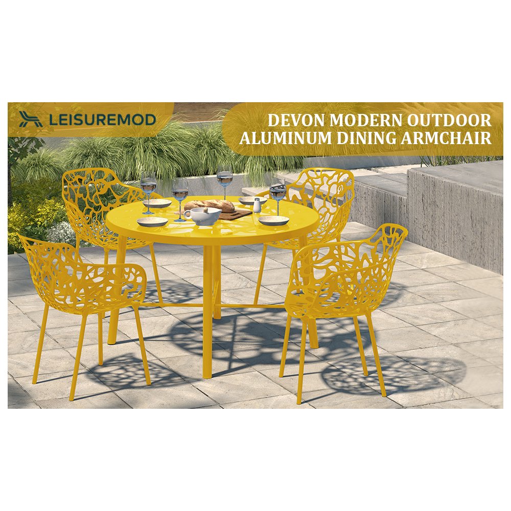 Modern Devon Aluminum Armchair, Set of 4