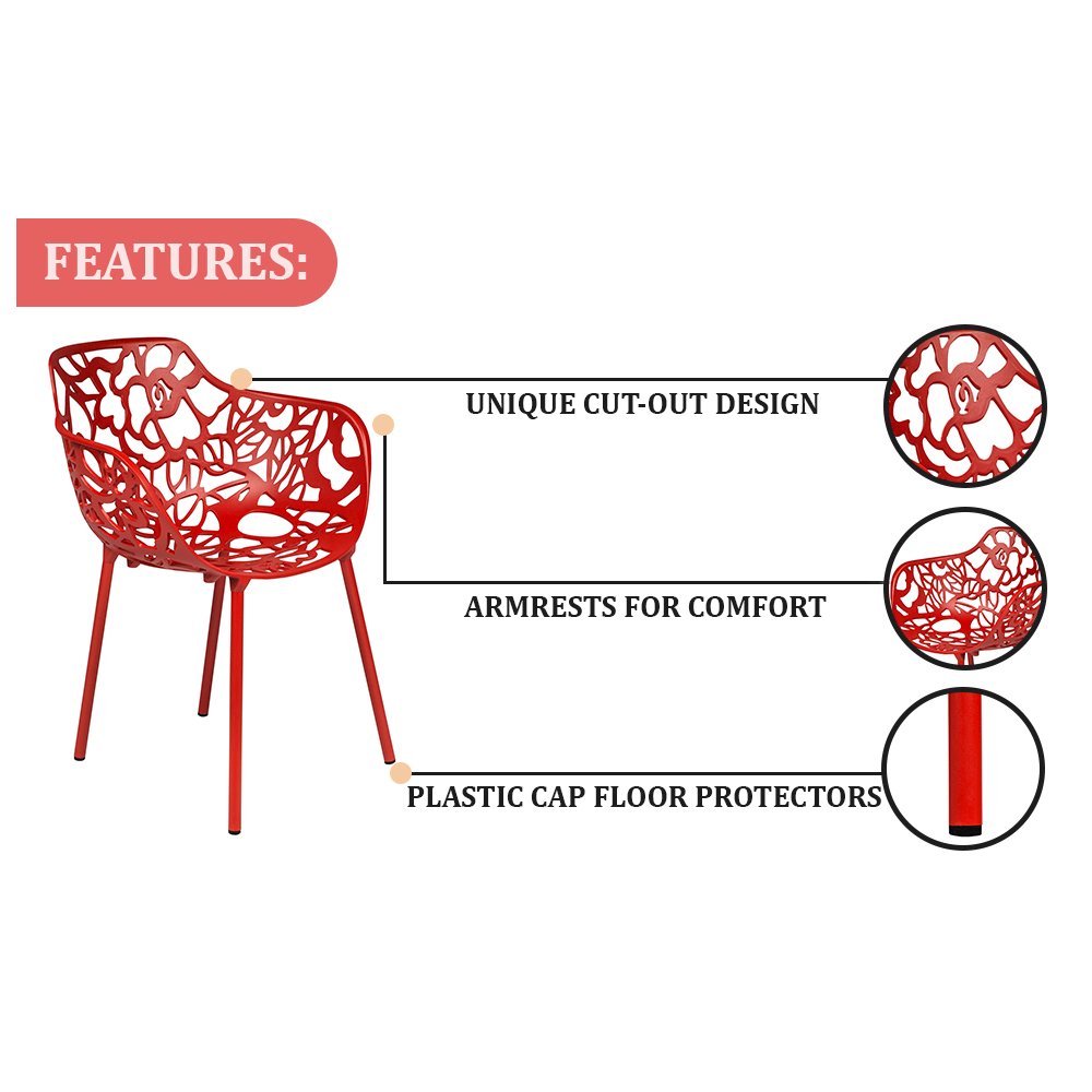 Modern Devon Aluminum Armchair, Set of 4