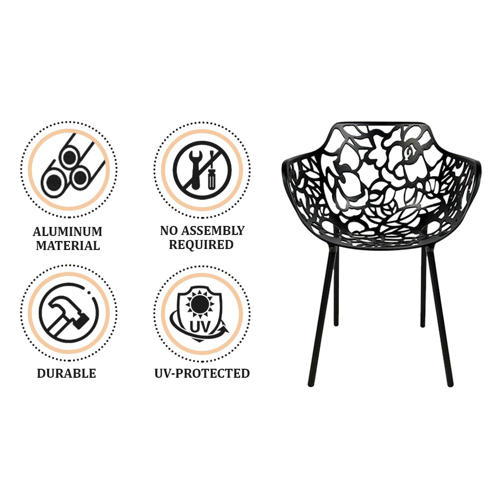Modern Devon Aluminum Armchair, Set of 4
