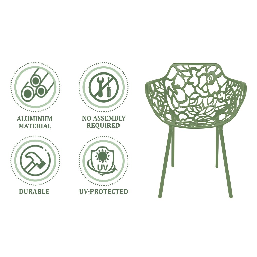 Modern Devon Aluminum Armchair, Set of 4