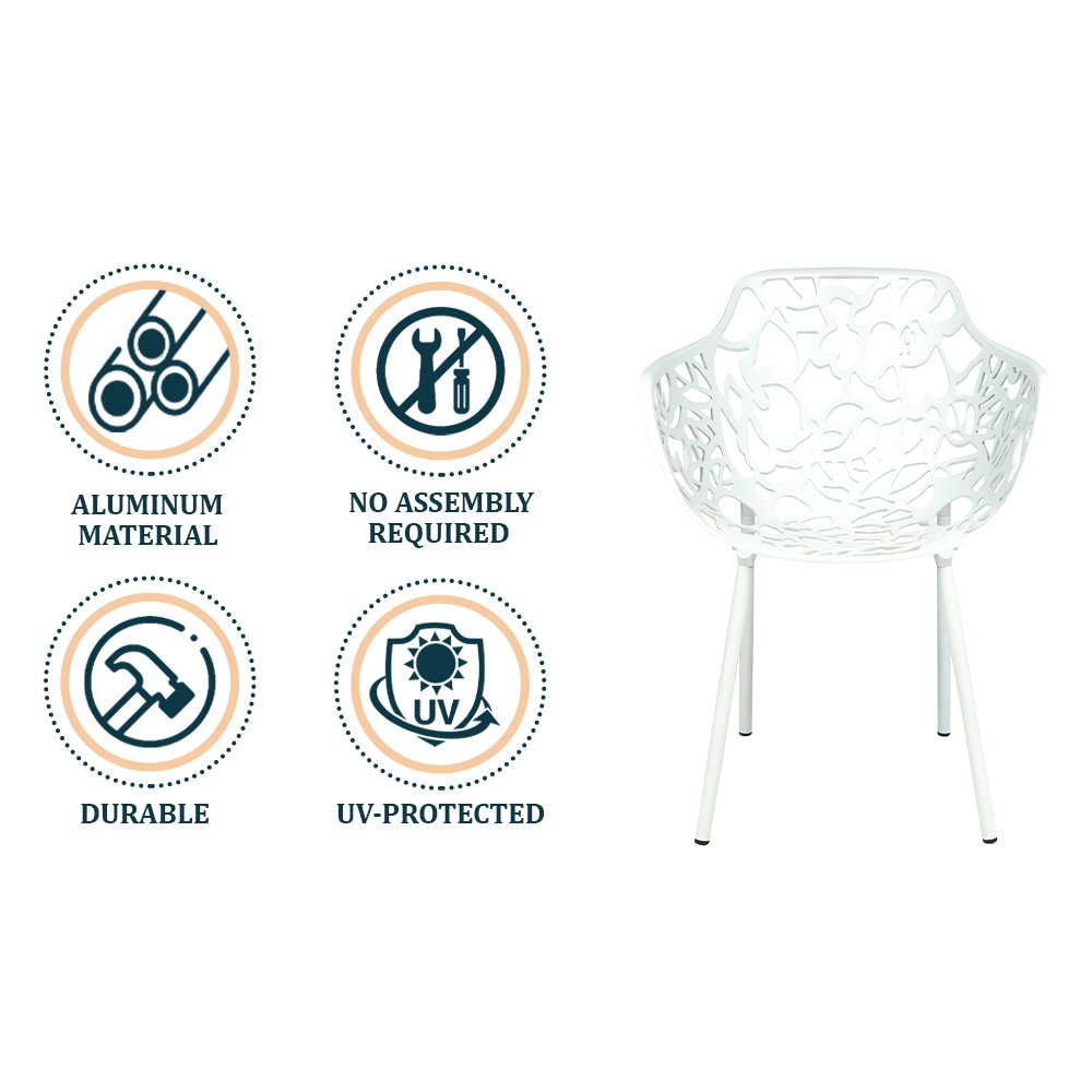 Modern Devon Aluminum Armchair, Set of 4