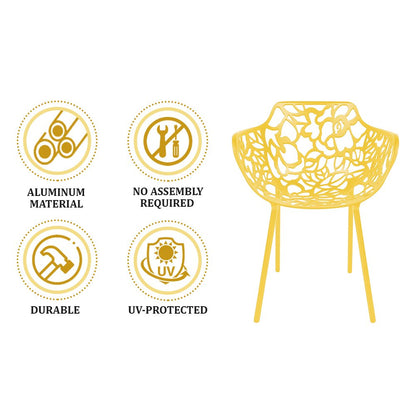 Modern Devon Aluminum Armchair, Set of 4