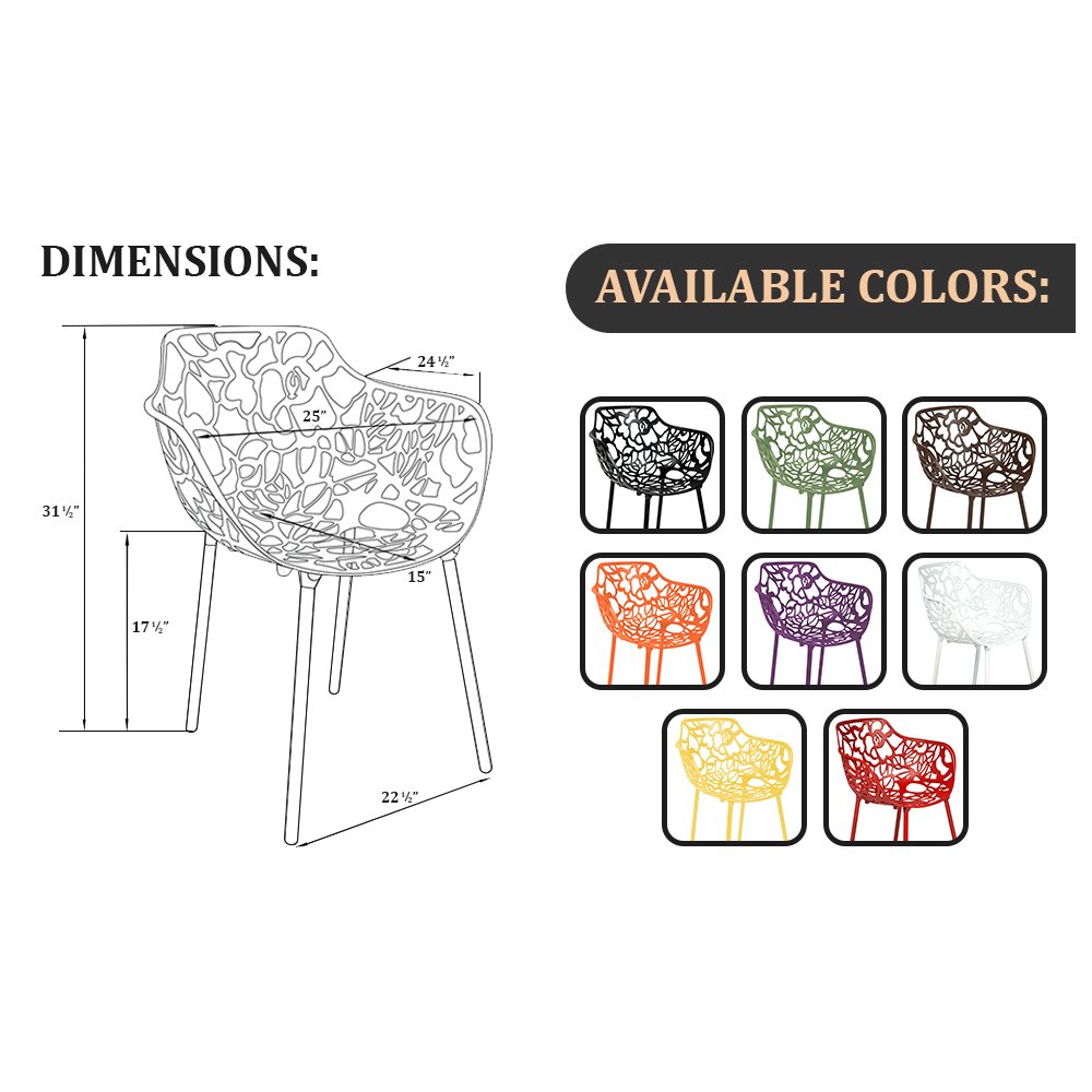 Modern Devon Aluminum Armchair, Set of 4
