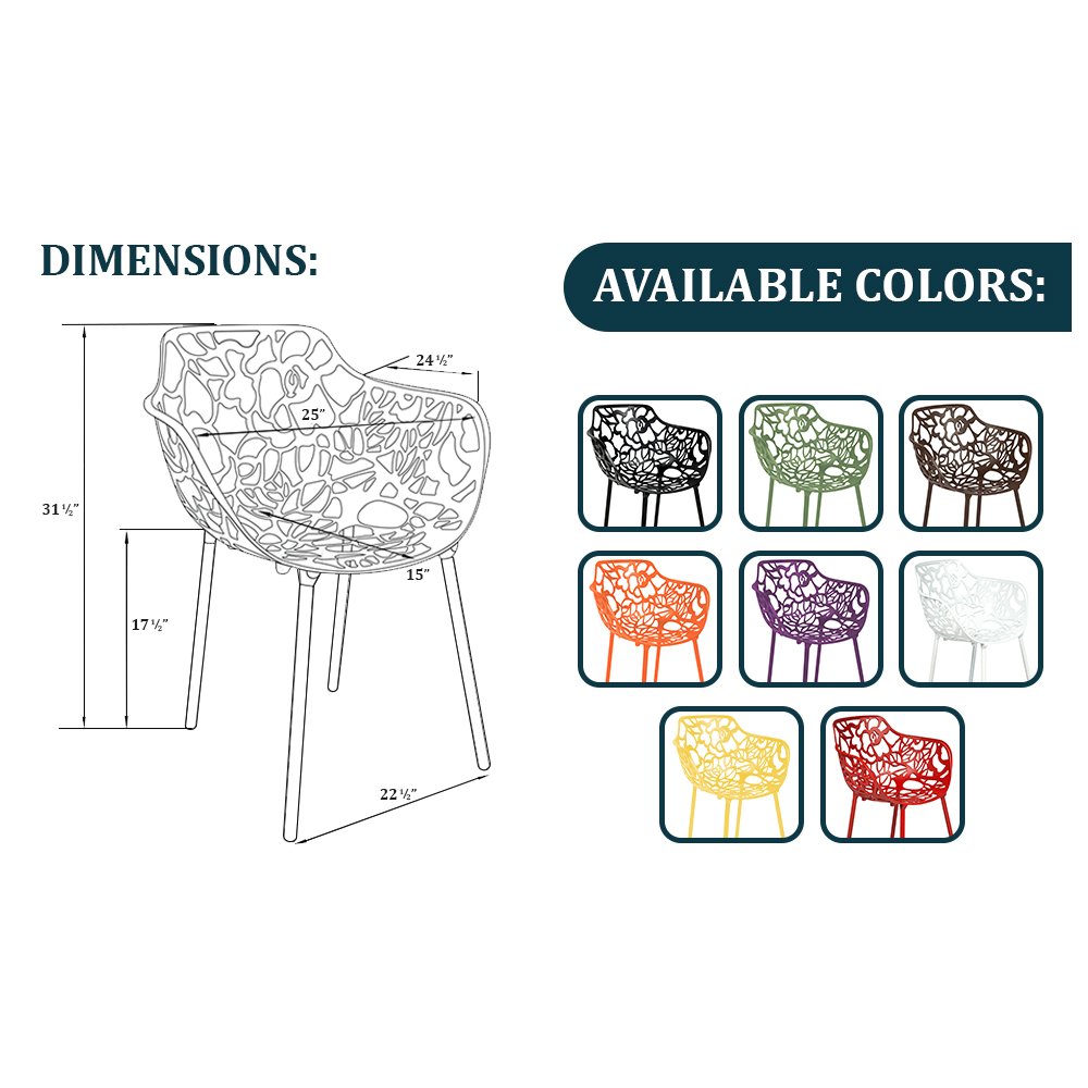 Modern Devon Aluminum Armchair, Set of 4