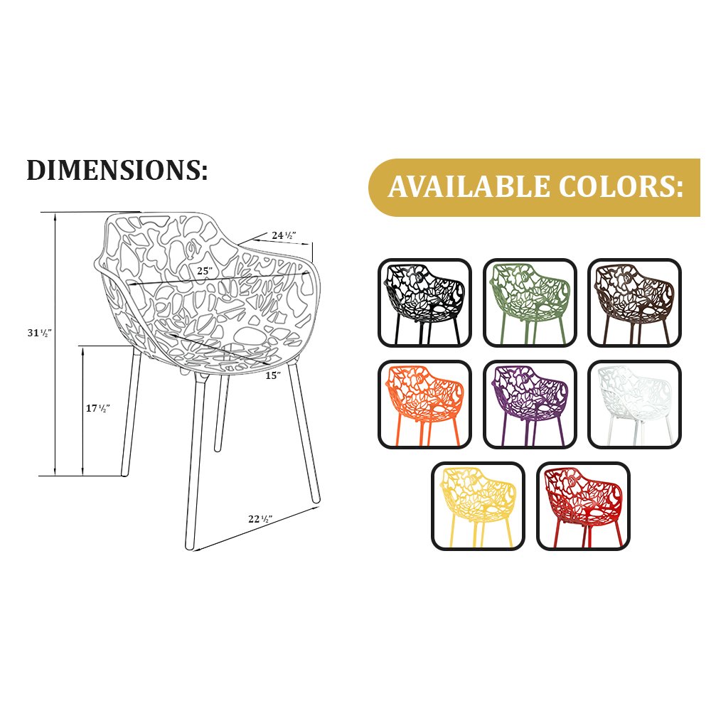 Modern Devon Aluminum Armchair, Set of 4