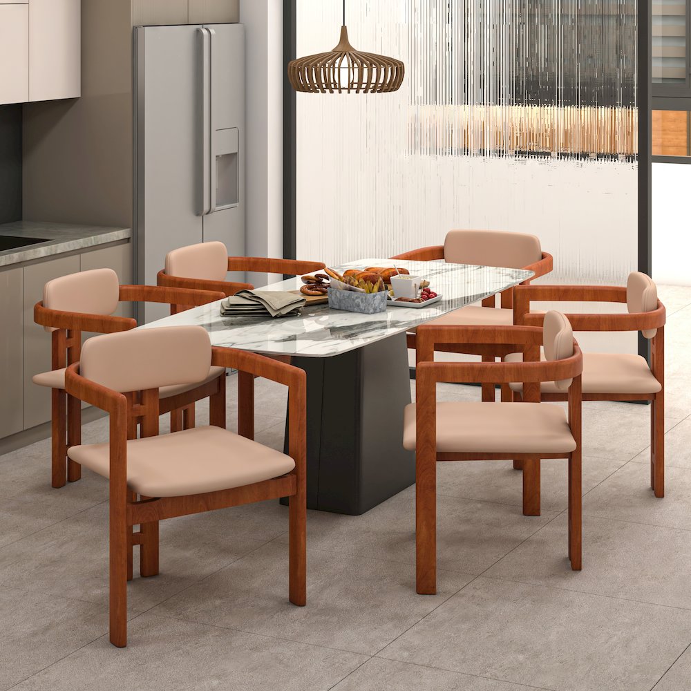 Velo Series Modern Dining Cha...rk Natural Wood with Taupe Seat Set of 4