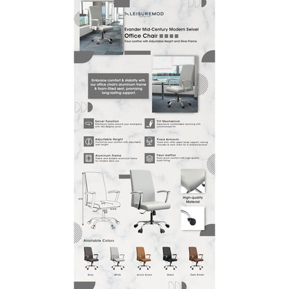 Evander Series Office Chair in White Leather