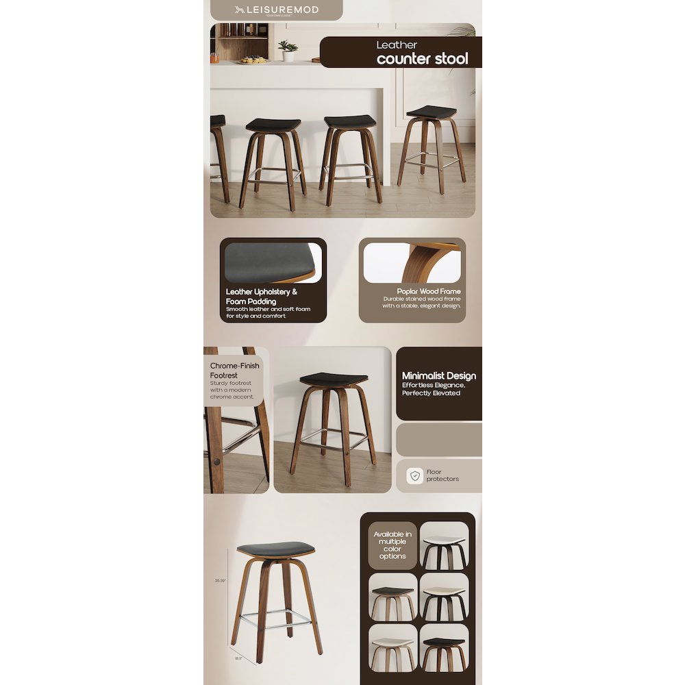Wooden Counter Stool in Black