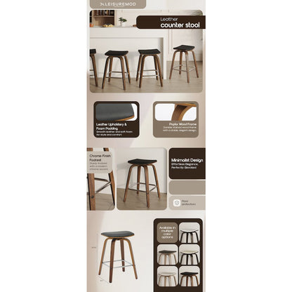 Wooden Counter Stool in Black