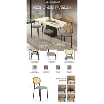 Euston Modern Wicker Dining Chair with Velvet Round Seat