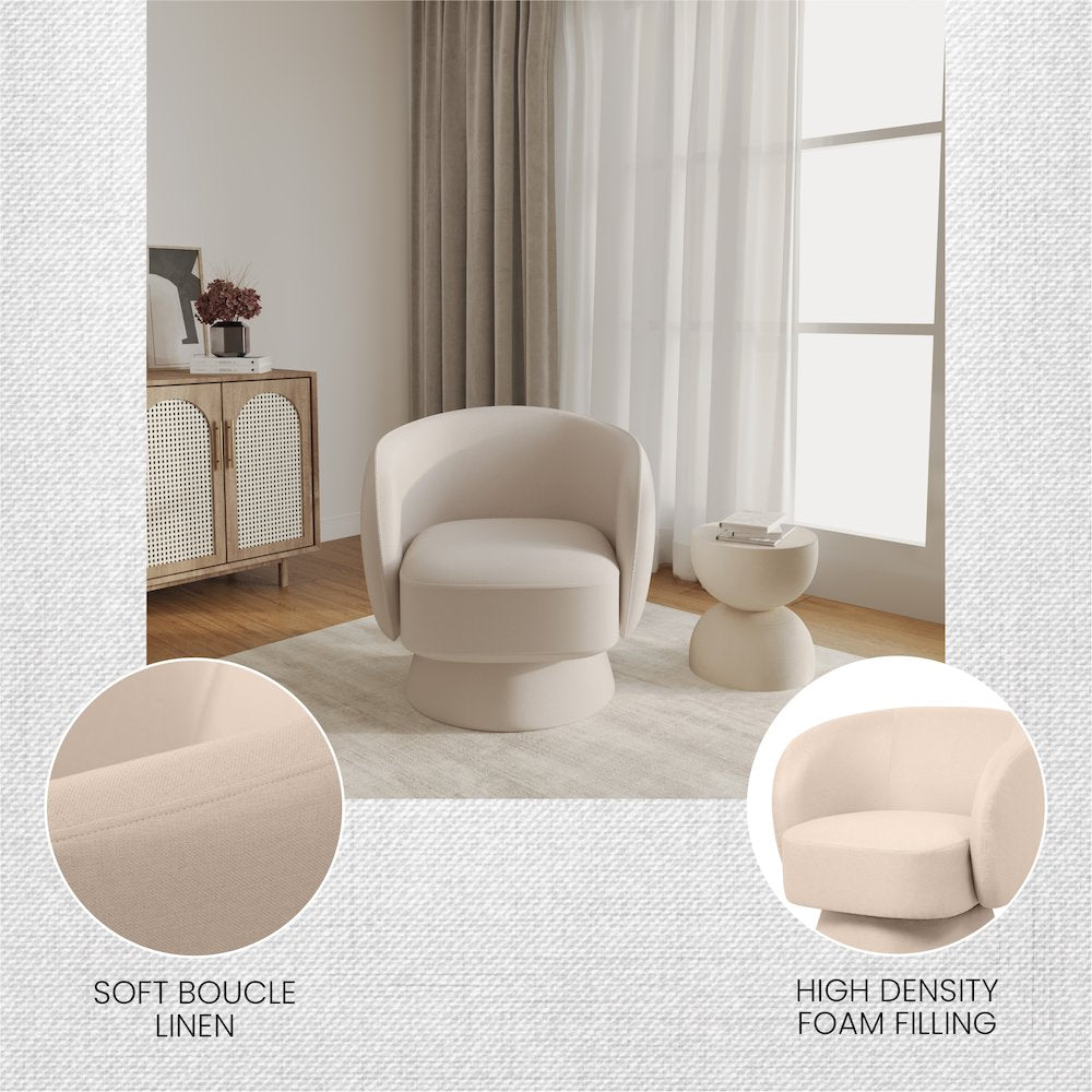 Raze Collection Modern Accent Chair in Oatmean Linen