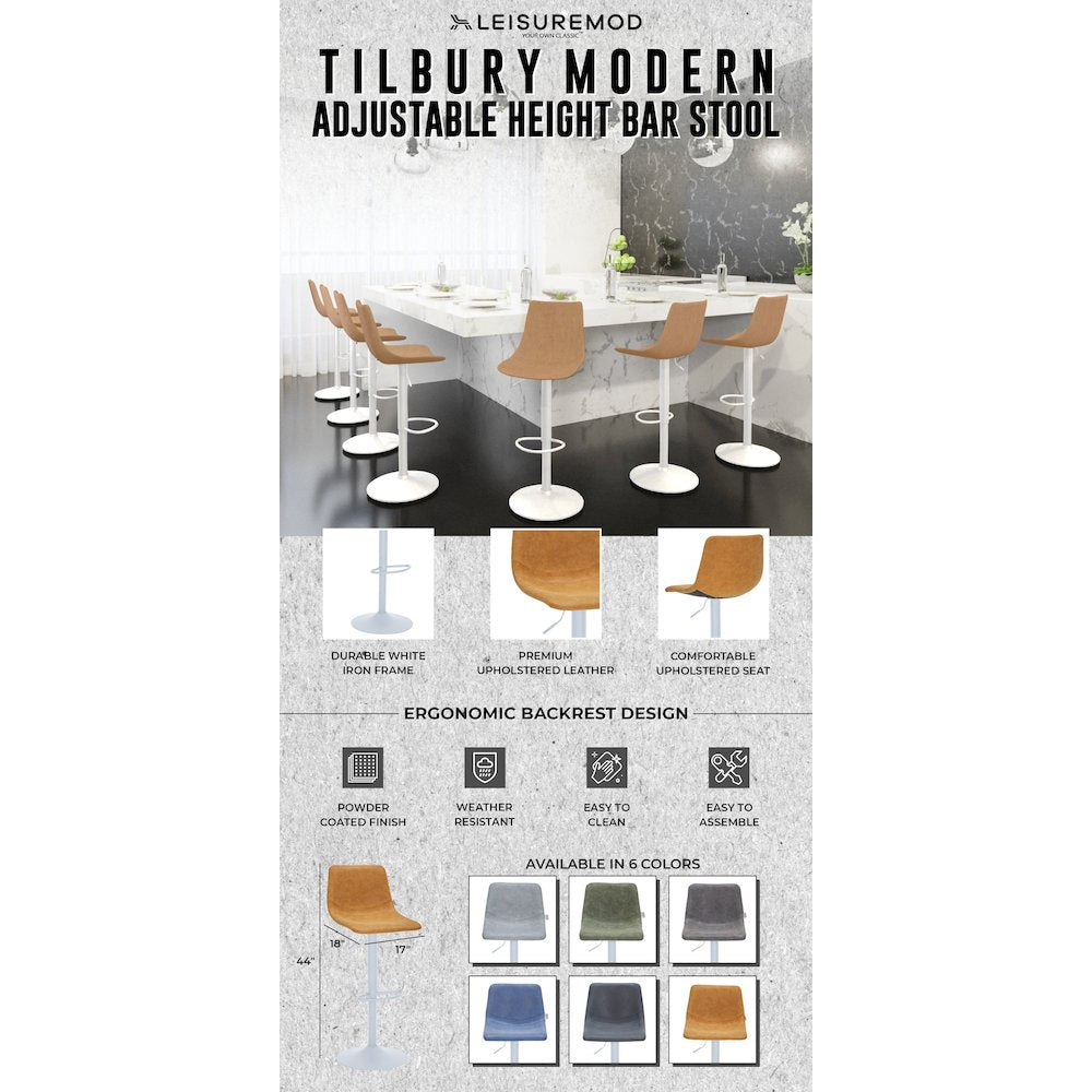 Tilbury - Bar stool White Base- Light Brown