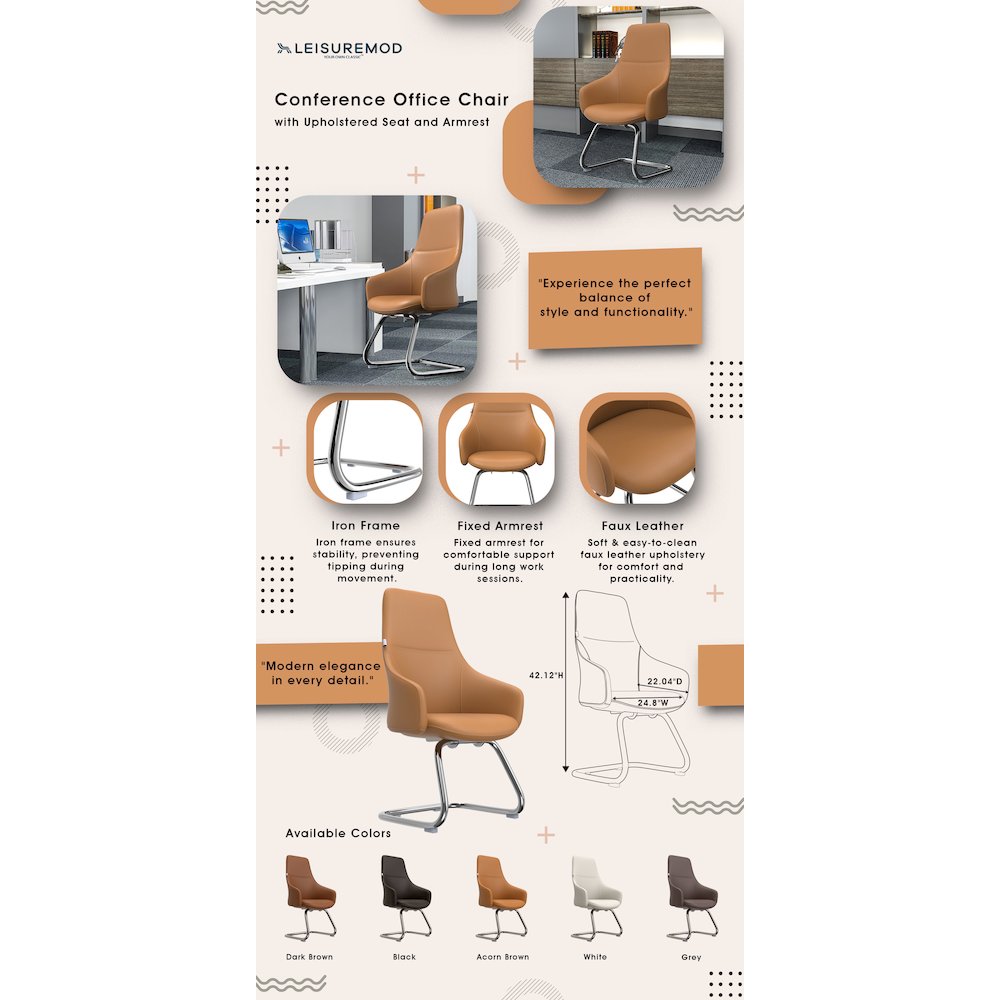Celeste Series Office Guest Chair in Acorn Brown Leather