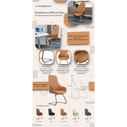 Celeste Series Office Guest Chair in Acorn Brown Leather