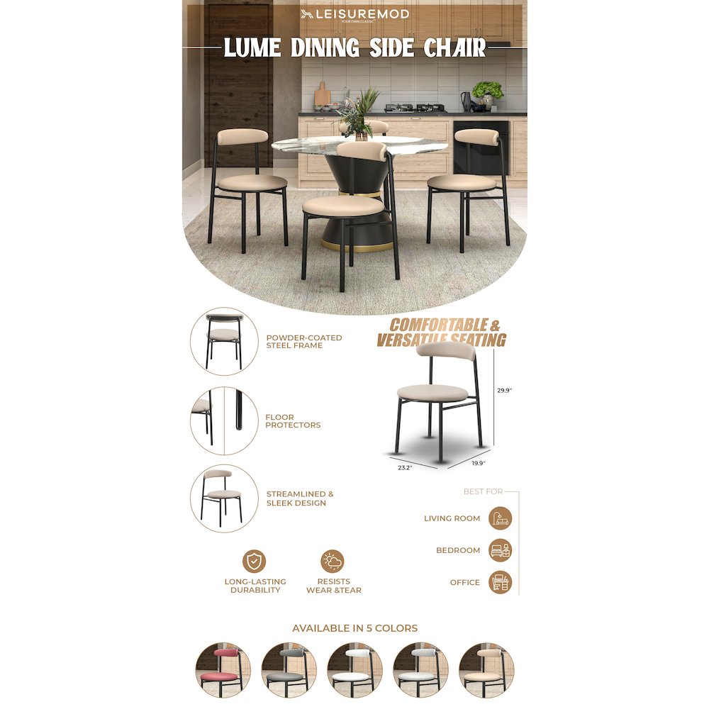 Lume Collection Modern Dining Chair in Dark Toupe