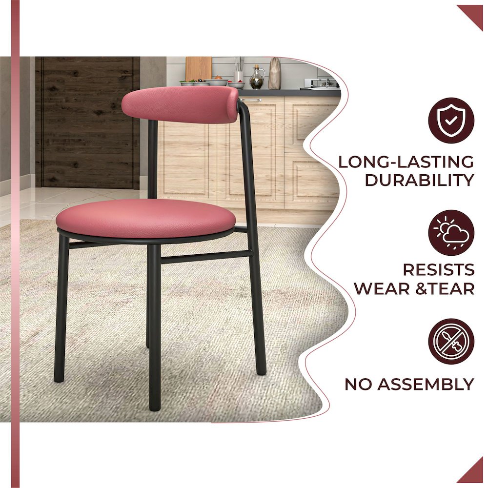 Lume Collection Modern Dining Chair in Burgundy Set of 4