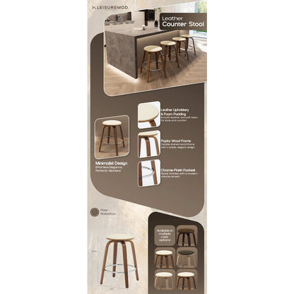 Wooden Counter Stool Pelya Collection Modern Style Walnut color in Light Taupe