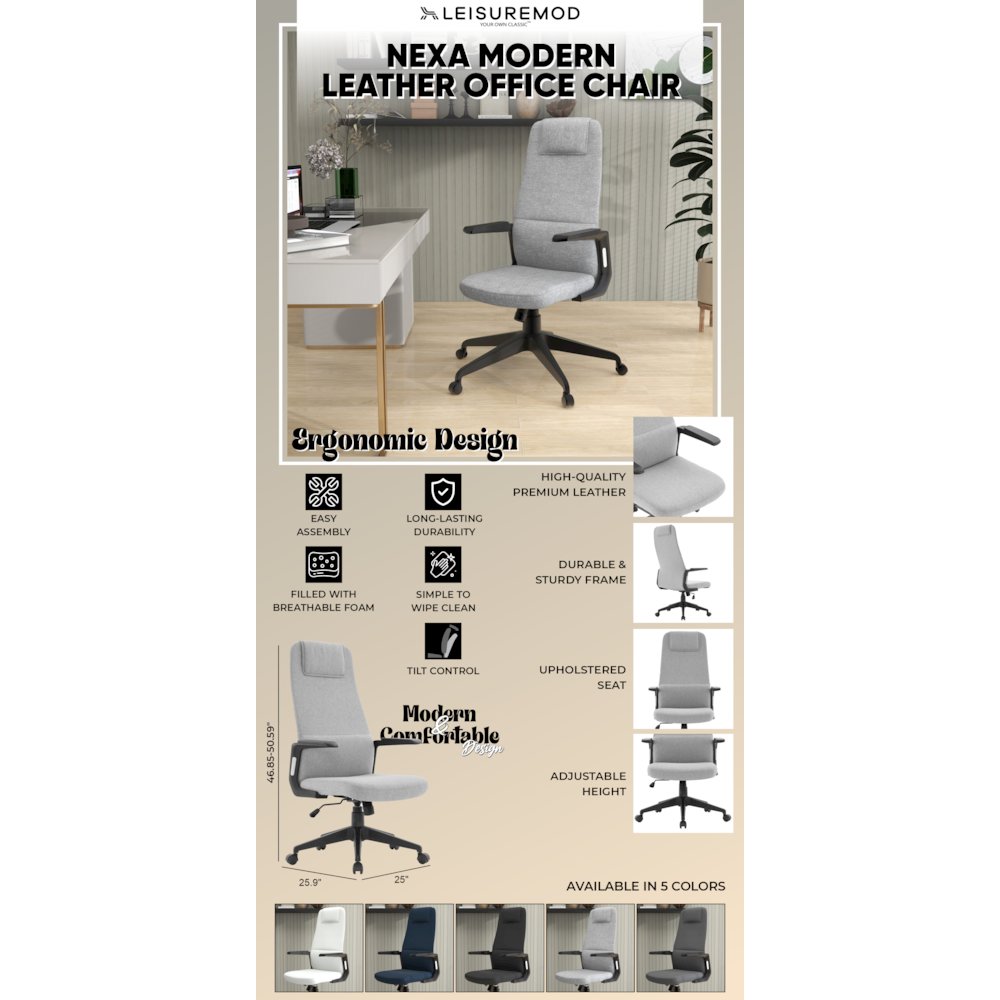 Nexa Collection Modern Office Chair In Grey Fabric