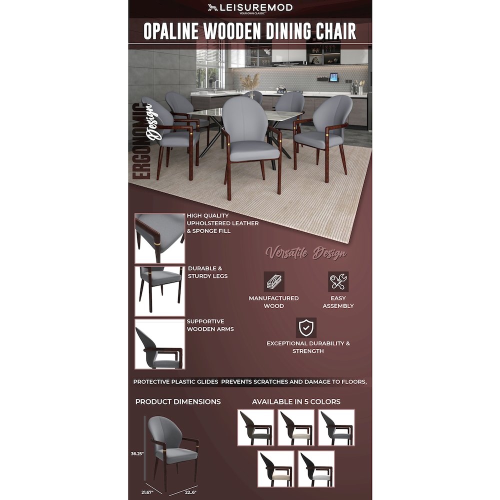 Opaline Series Elegant Wooden Dining Chair in Two-Tone Grey