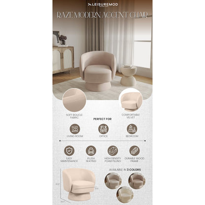 Raze Collection Modern Accent Chair in Beige Velvet