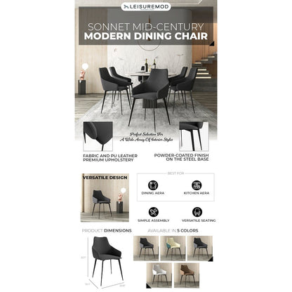 Sonnet Series Modern Dining Chair in Grey