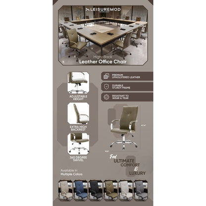 Sonora Modern High-Back Leather Office Chair