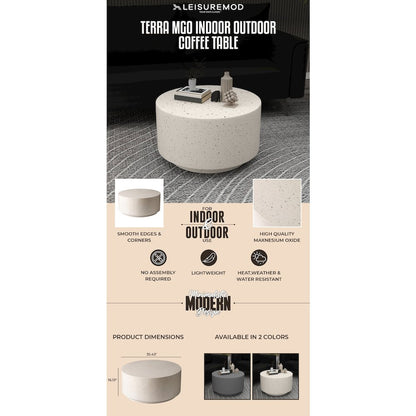 Terra Collection Fiberglass Outdoor Coffee Table In White