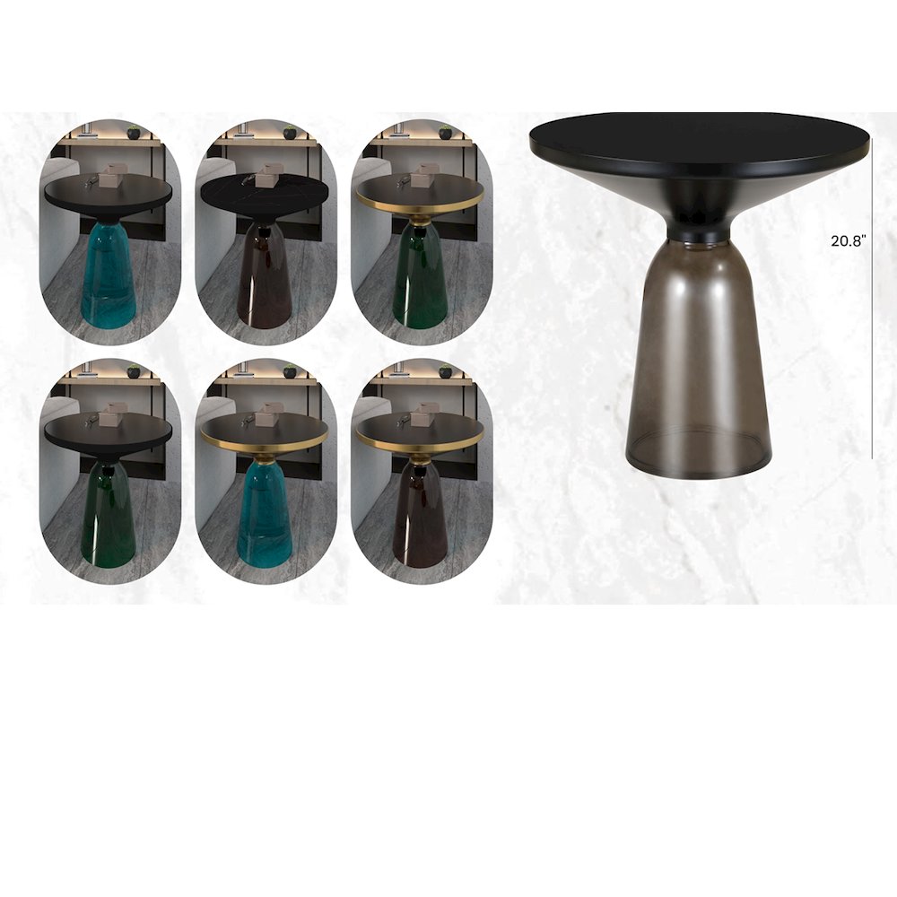 Tully Collection Glass side Table Grey glass, Black Rim with Black Glass top