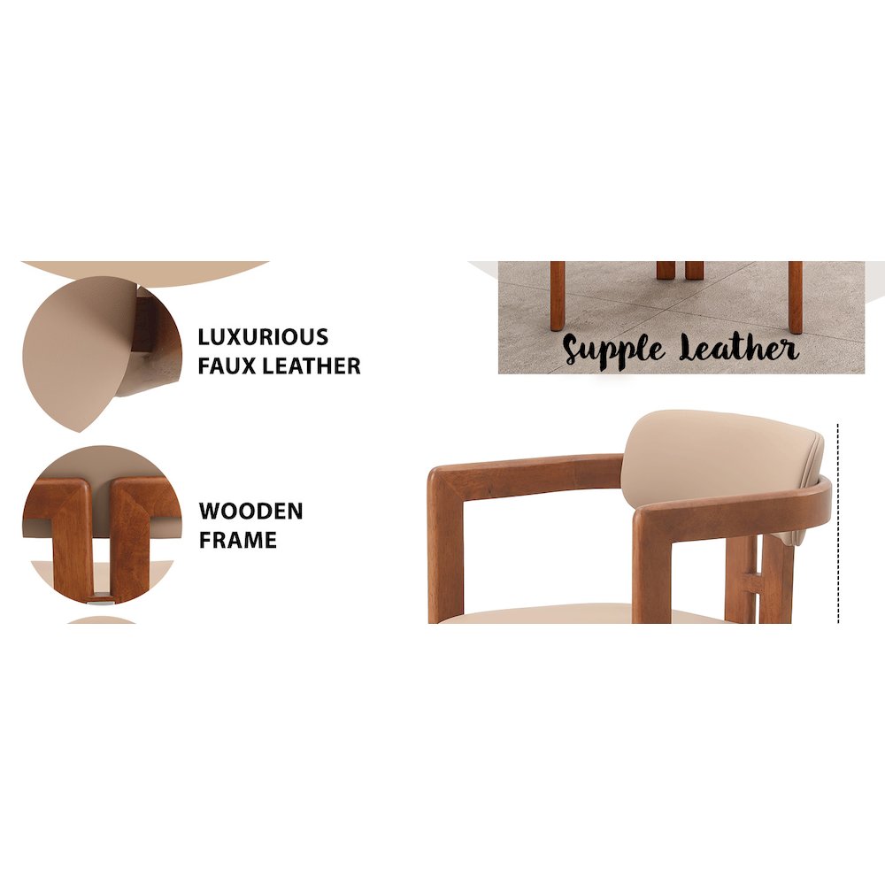 Velo Series Modern Dining Cha...rk Natural Wood with Taupe Seat Set of 4