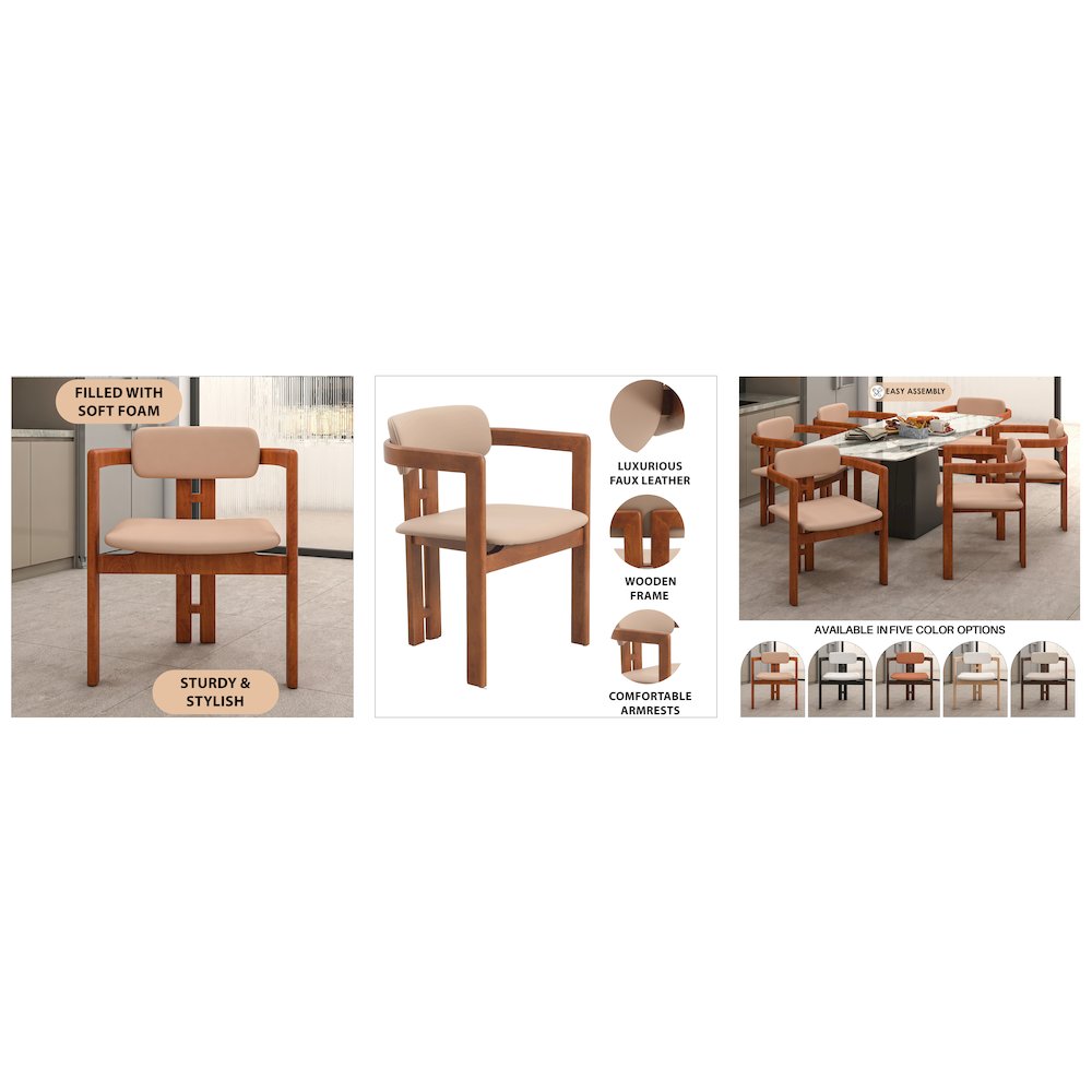 Velo Series Modern Dining Cha...rk Natural Wood with Taupe Seat Set of 4