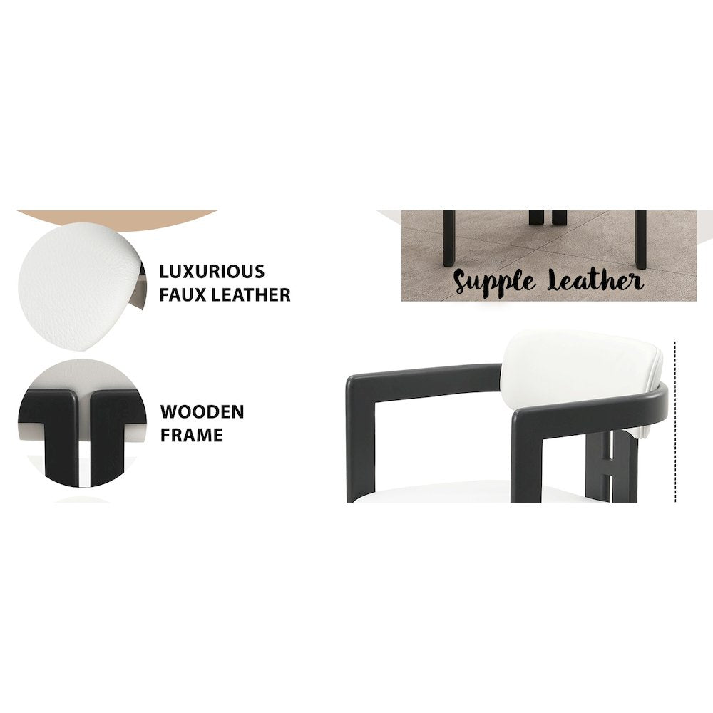 Velo Series Modern Dining Cha...Black Wood with Off White Seat Set of 4