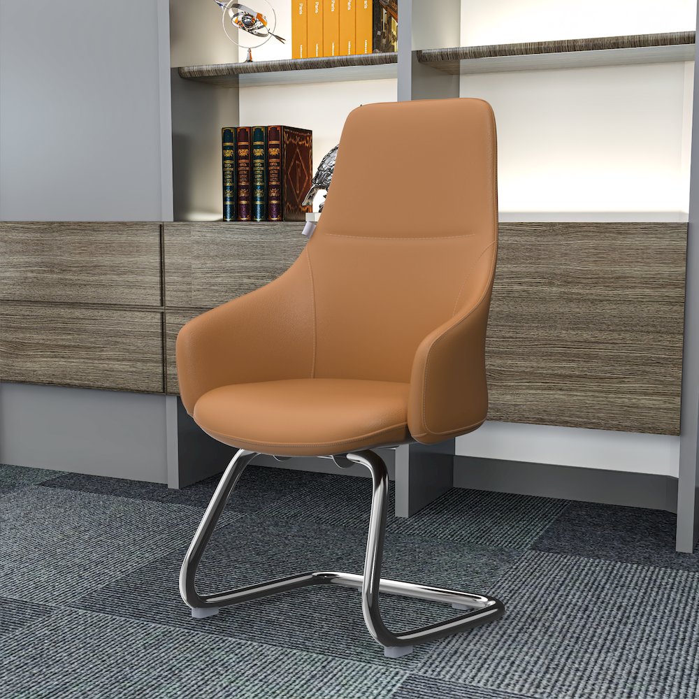 Celeste Series Office Guest Chair in Acorn Brown Leather