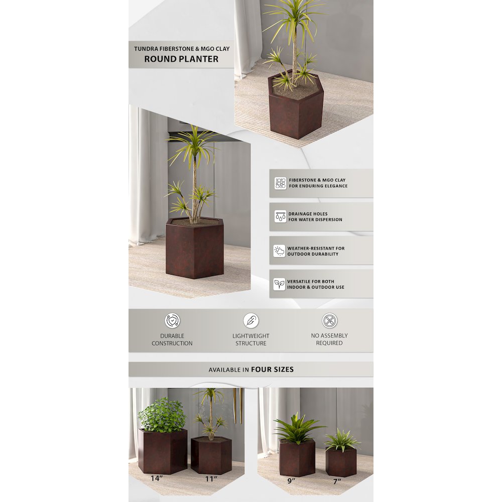 Thicket Series Poly Stone Planter in Brown 11 High