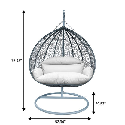 Recluse Collection Modern Outdoor Swing Chair Grey Frame with ES57 White Cushion