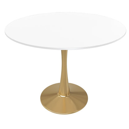 Bristol 40" round dining table Gold Base With White Top