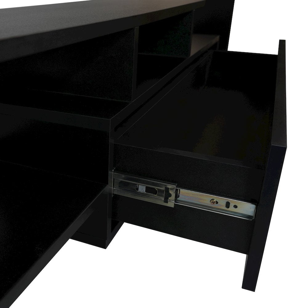 Surrey Modern TV Stand with MDF Shelves and Bookcase in Ebony