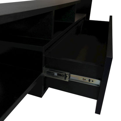 Surrey Modern TV Stand with MDF Shelves and Bookcase in Ebony
