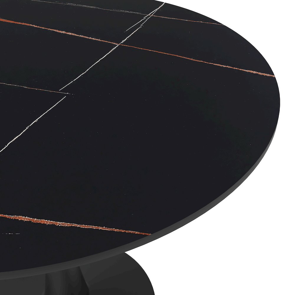 Bristol 31" round dining table Black base with Black Sintered stone Top