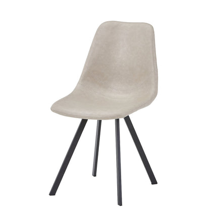 Markley Modern Leather Dining Chair With Metal Legs, Light Grey