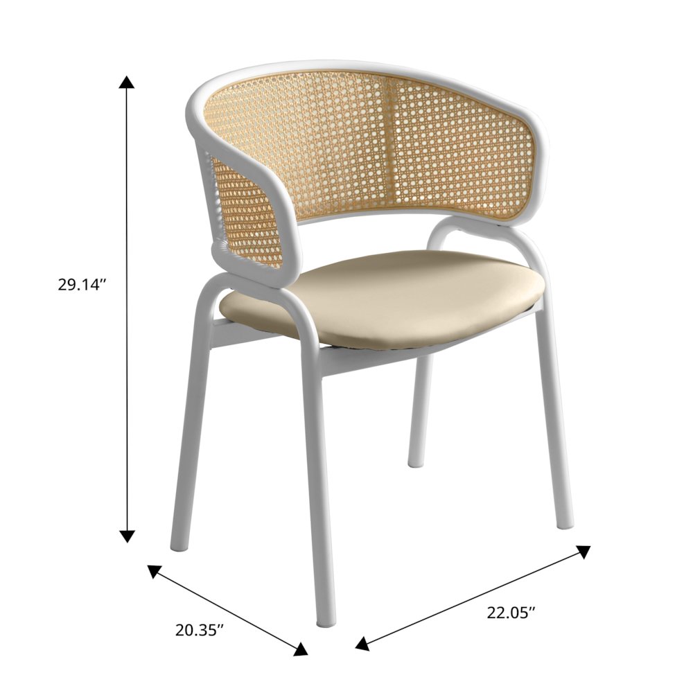 Ervilla - Dining Chair - White frame in Taupe Leather