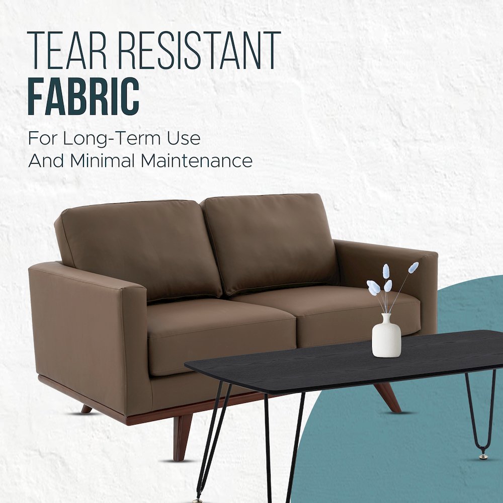 Chester Modern Faux Leather Loveseat in Taupe Leather