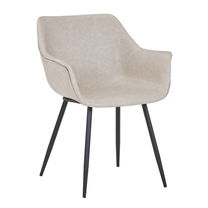Markley Modern Leather Dining Arm Chair With Metal Legs
