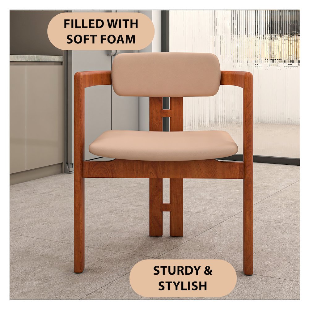 Velo Series Modern Dining Chair in Dark Natural Wood with Taupe Seat