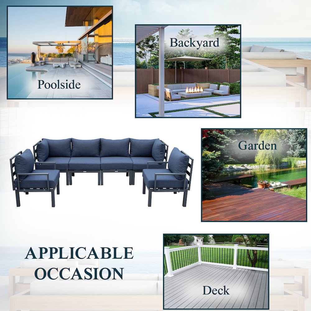 Chelsea 6-Piece Patio Sectional Black Aluminum With Cushions