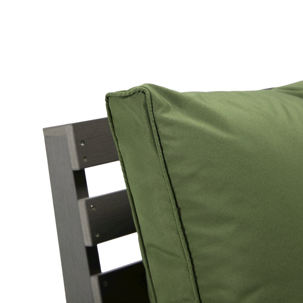Alpine - Grey Loveseat - Dark Green Cushions