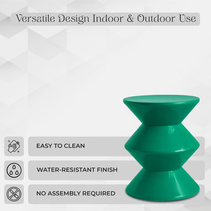 Aura Modern Plastic Side End Table, Indoor/Outdoor Use, Green