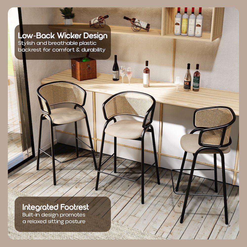 Ervilla Wicker Bar Stool Set of 2